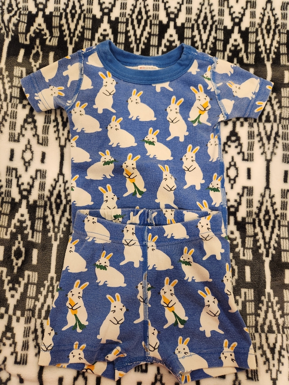 Hanna Anderson Blue Bunny-Print Toddler Pajamas